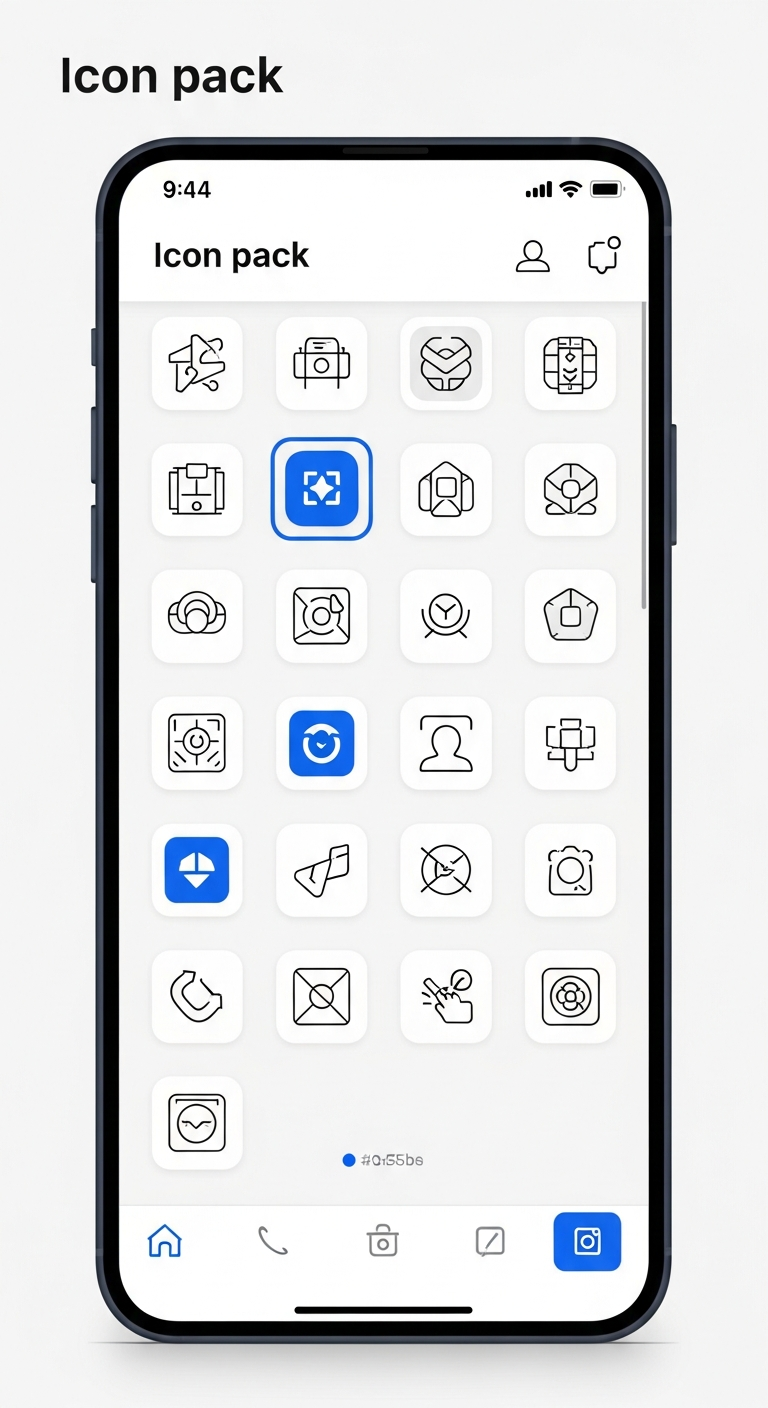 Icon pack selection showing available icon sets