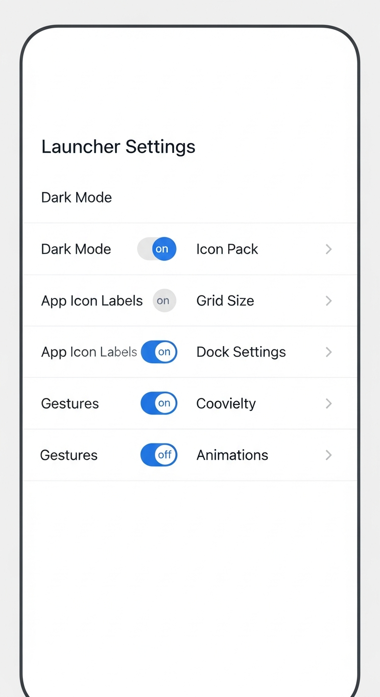Settings screen with customization options